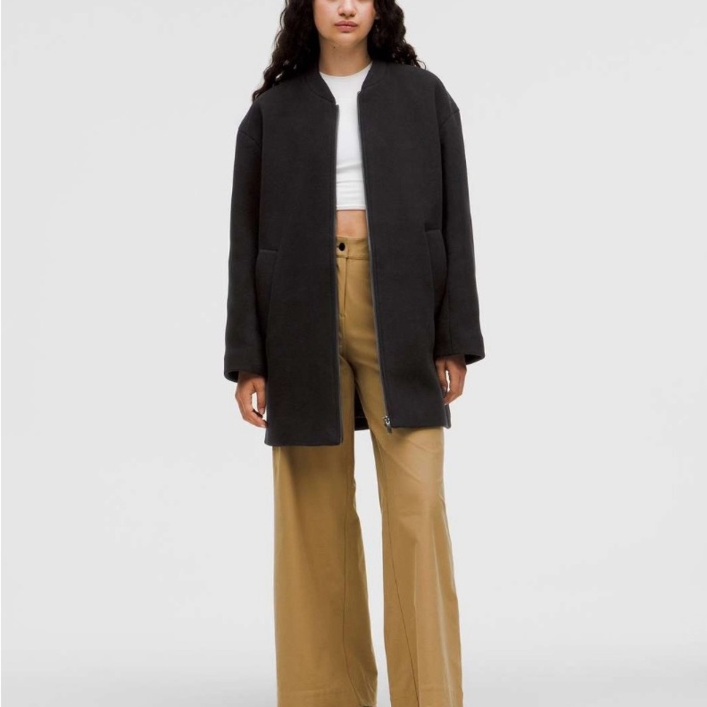 NWOT lululemon Women's Relaxed-Fit Zip-Front Wool Coat - Black - US M